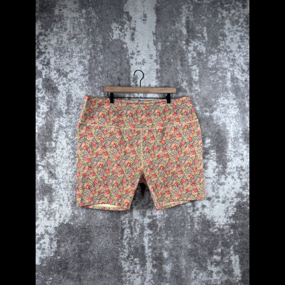 New The Great x Eddie Bauer Shorts 3X Pink Pull On Floral Biker Plus Size